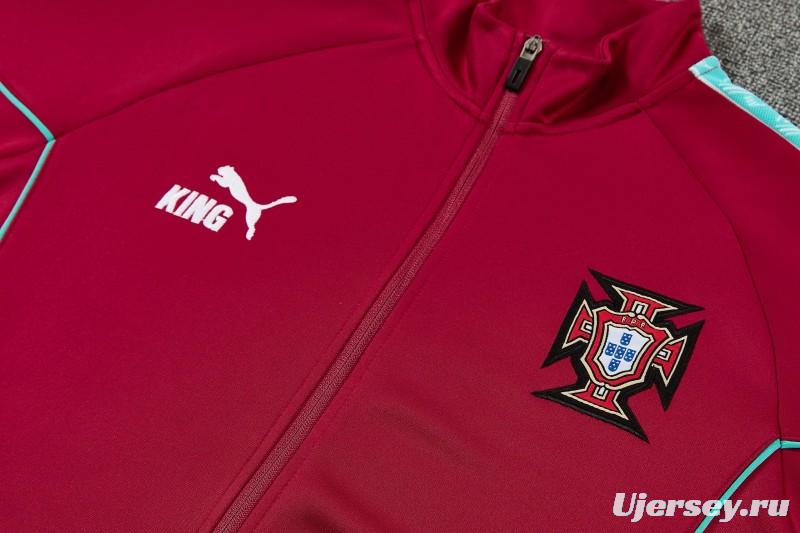 26/27 Portugal  Red Full Zipper Jacket Tracksuit + Long Pants