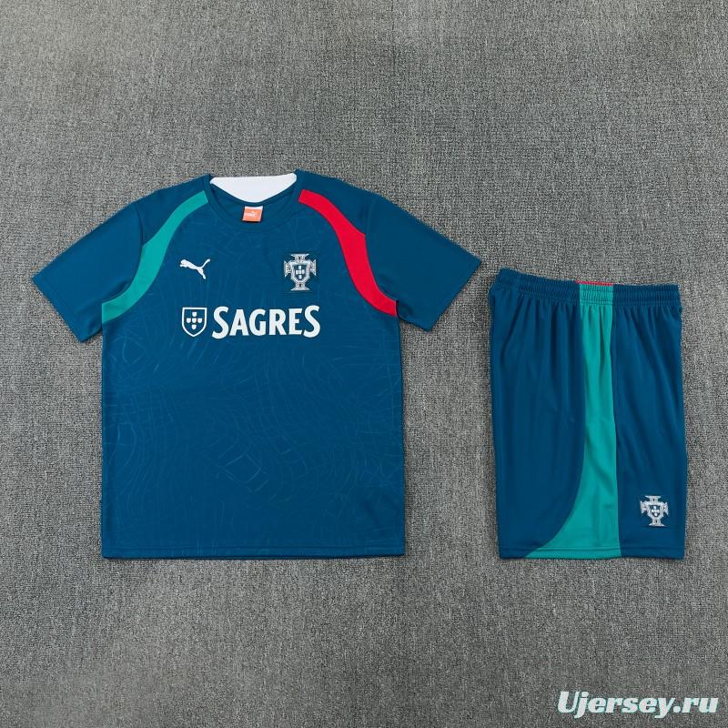 26/27 Portugal Dark Teal  Short Sleeve+Soccer Shorts
