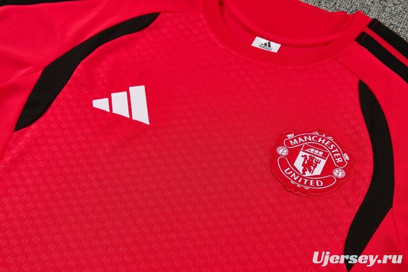 26/27 Manchester United Red & Black Short Sleeve+ Soccer Shorts