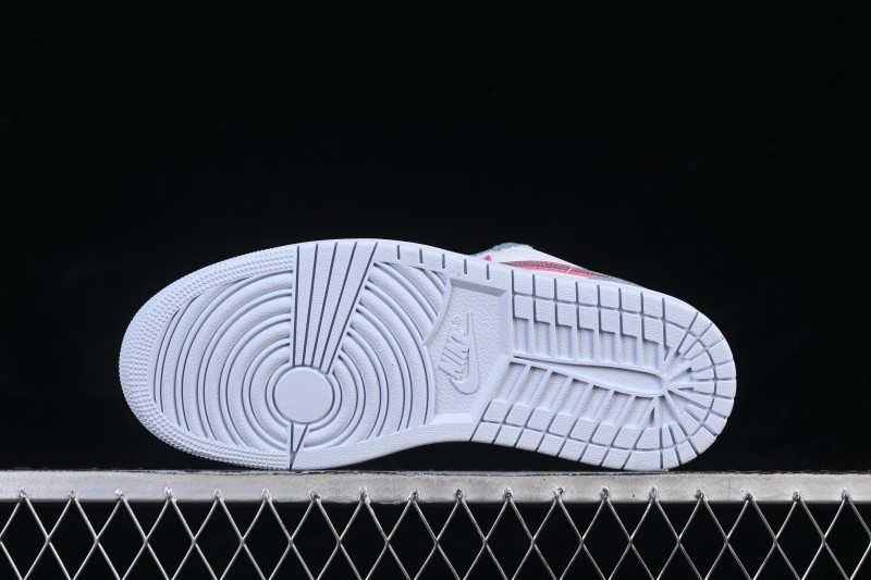 Nike Air Jordan 1 Low Basketball Lifestyle Shoes with Pastel Denim and Pink Rhinestone Swoosh - HQ2001-400