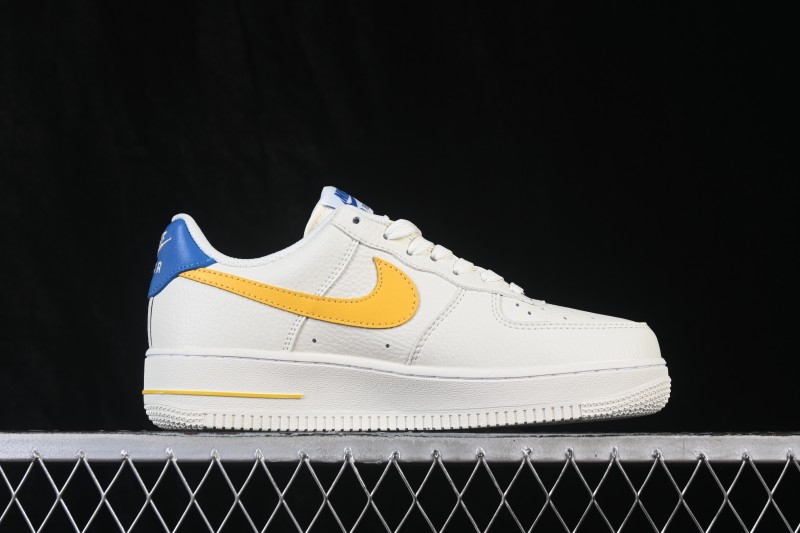 Nike Air Force 1 '07 Low Classic White Basketball Sneakers with Gold Accents and Full-Length Air Cushion - FZ1151-100