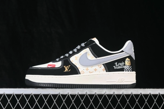 Nike Air Force 1 '07 Low Basketball Shoes with Black and White Color Blocking and Full-Length Air Cushion - KL1688-006