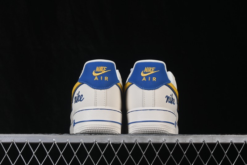 Nike Air Force 1 '07 Low Basketball Shoes with Yellow-Blue Color Blocking - FV3694-112