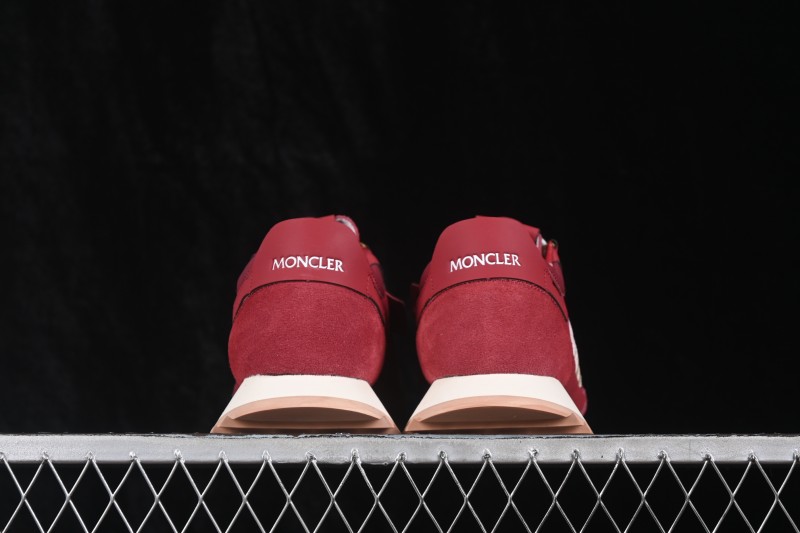 Moncler Pacey2 Lace-Up Round-Toe Low-Top Lifestyle Sneakers in Red - Pacey2
