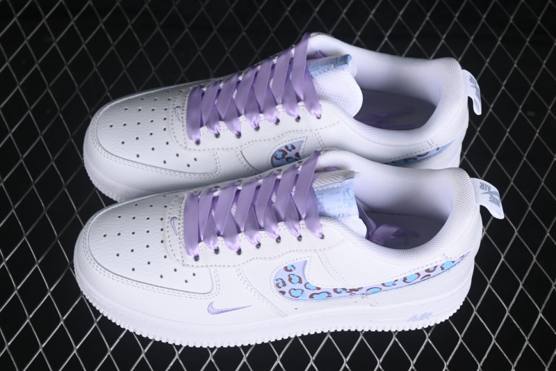 Nike Air Force 1 '07 Low Ice Blue Leopard Shadow Hand-Painted Sneakers - FB8971-008