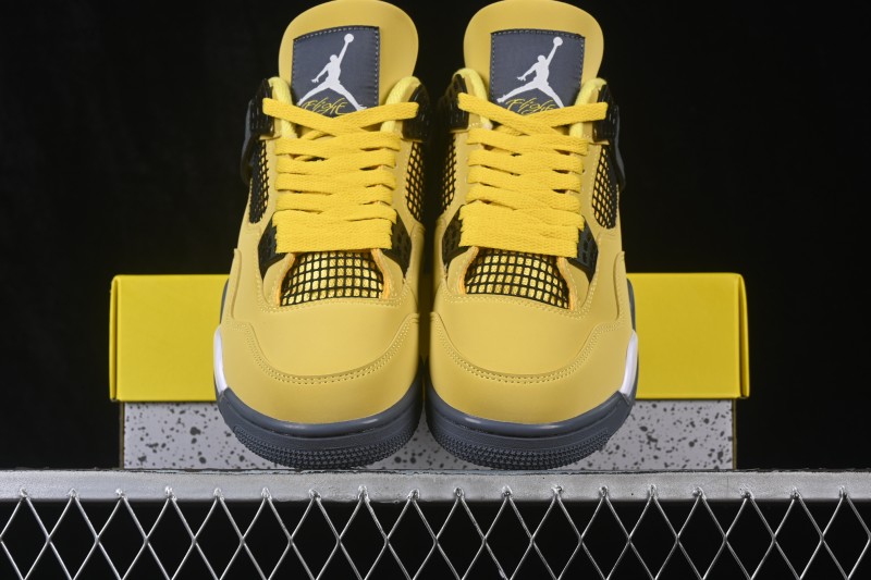 Nike Air Jordan 4 Retro 'Lightning' White Yellow Basketball Shoes - CT8527-700