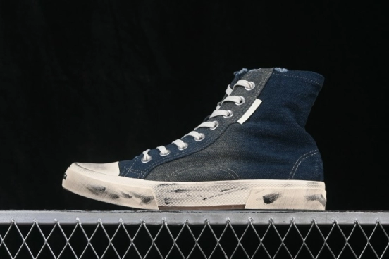 Balenciaga Paris Low Distressed High-Top Lace-Up Fashion Sneakers - W3RCL4090