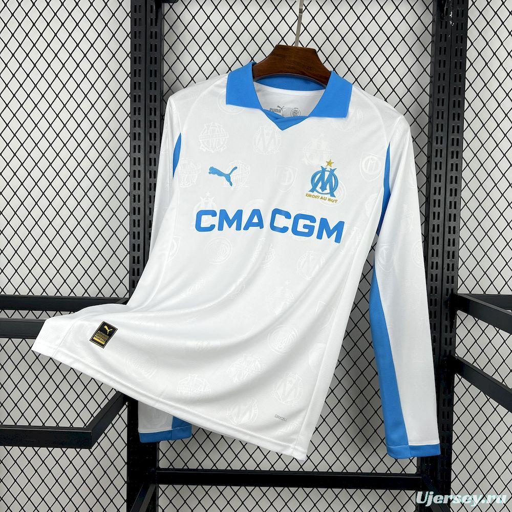 2025/26 Mens Olympique Marseille Home Long Sleeve Jersey