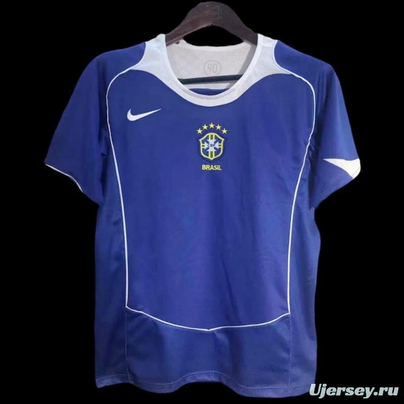 Retro 2004 Brazil Away Blue Jersey