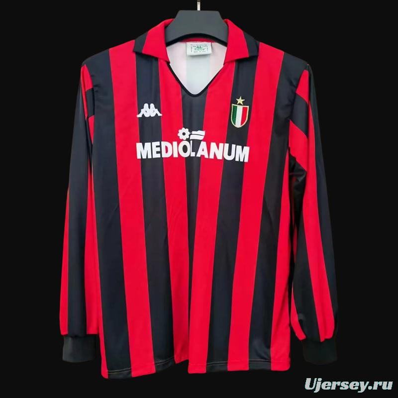 Retro 88/89 AC Milan Home Long Sleeve Jersey