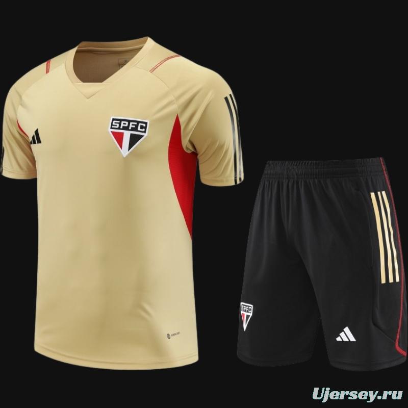 23-24 Sao Paulo Beige Short Sleeve Jersey+Shorts