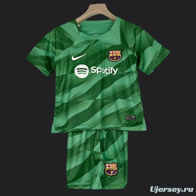 23/24 Kids Barcelona Goalkeeper Green Jersey Size 16-28