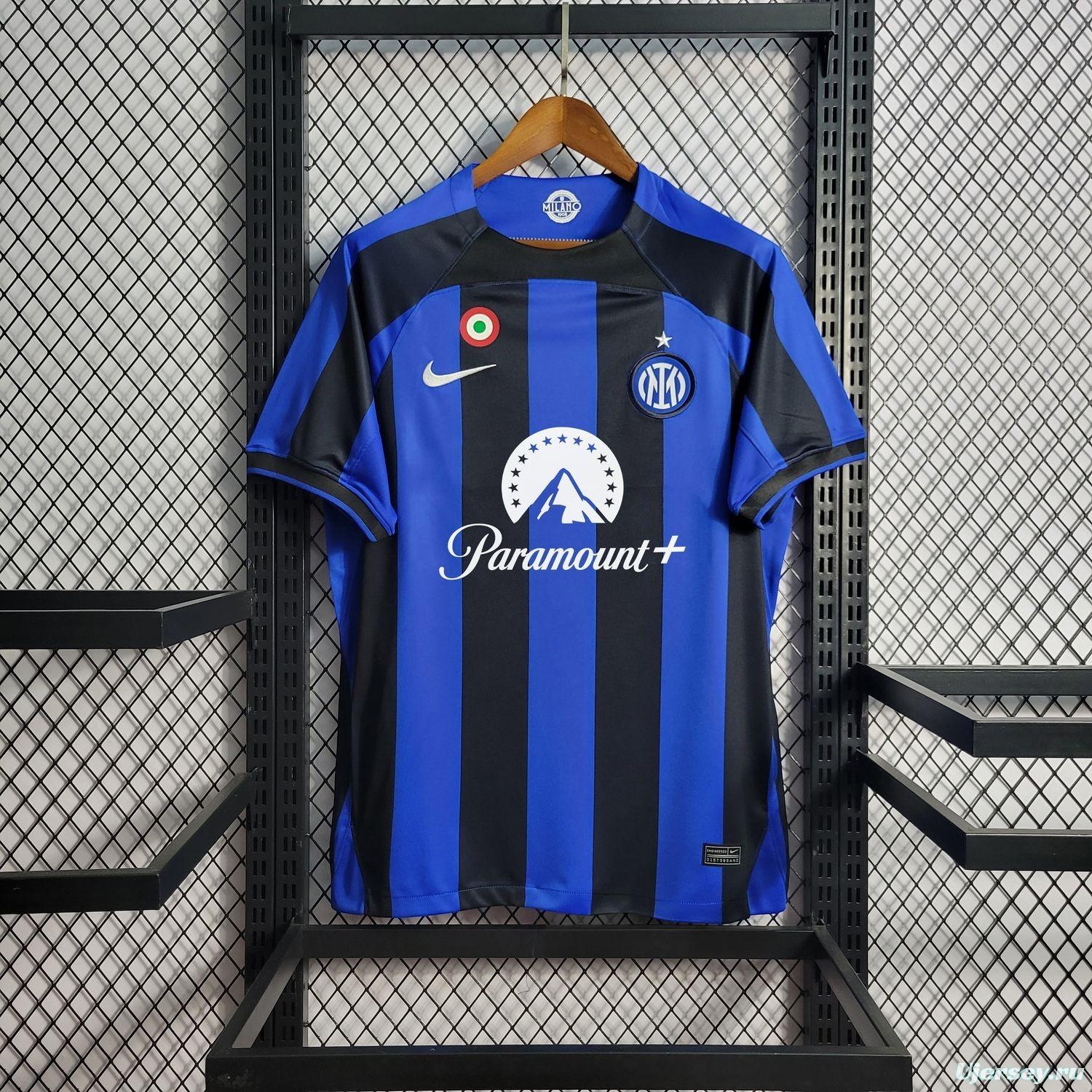 22/23 Inter Milan Home Jersey With Paramount Plus Sponsor