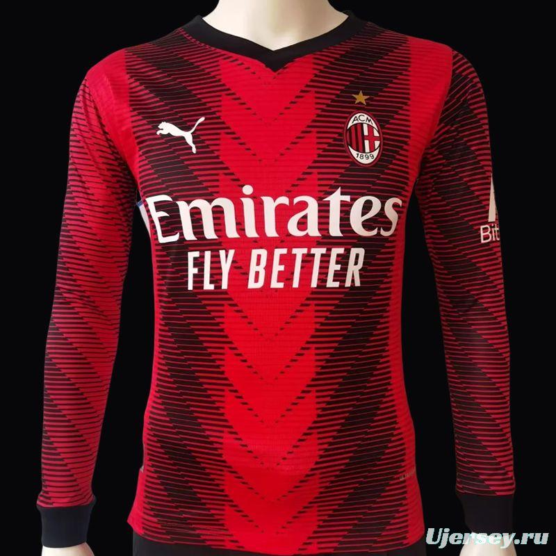 Player Version 23/24 AC Milan Home Long Sleeve Jersey