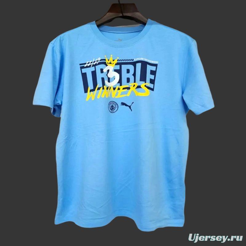 23/24 Manchester City Blue 3 Treble Winners Jersey