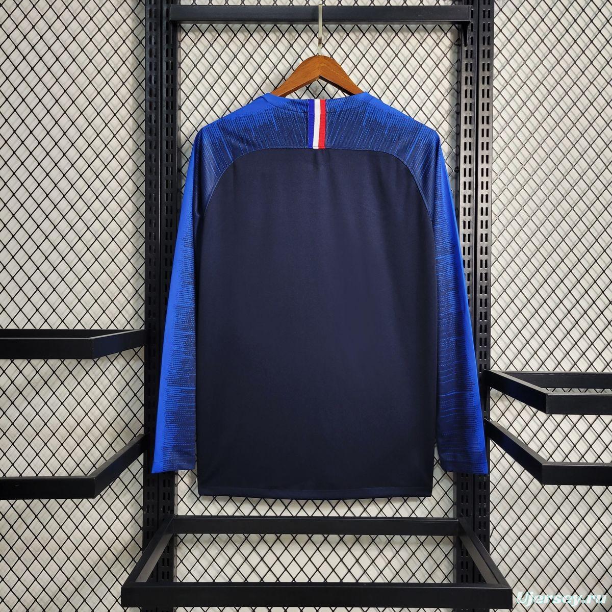 Retro 2018 France Home Long Sleeve Jersey