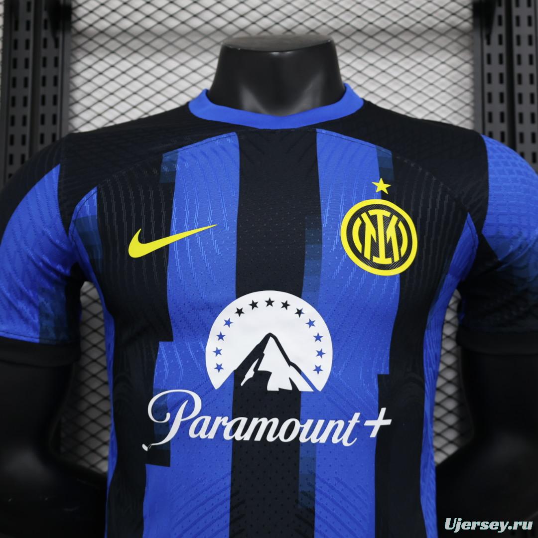 Player Version Retro 23/24 Inter Milan Home Jersey With Paramount Plus Sponsor