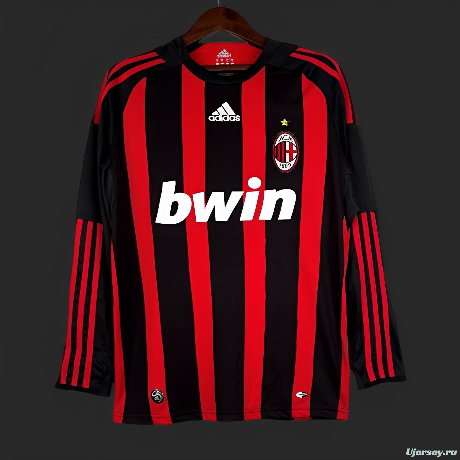 Retro 08/09 AC Milan Home Long Sleeve Jersey