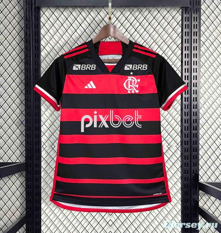 24/25 Women Flamengo Home Jersey With All Sponsor