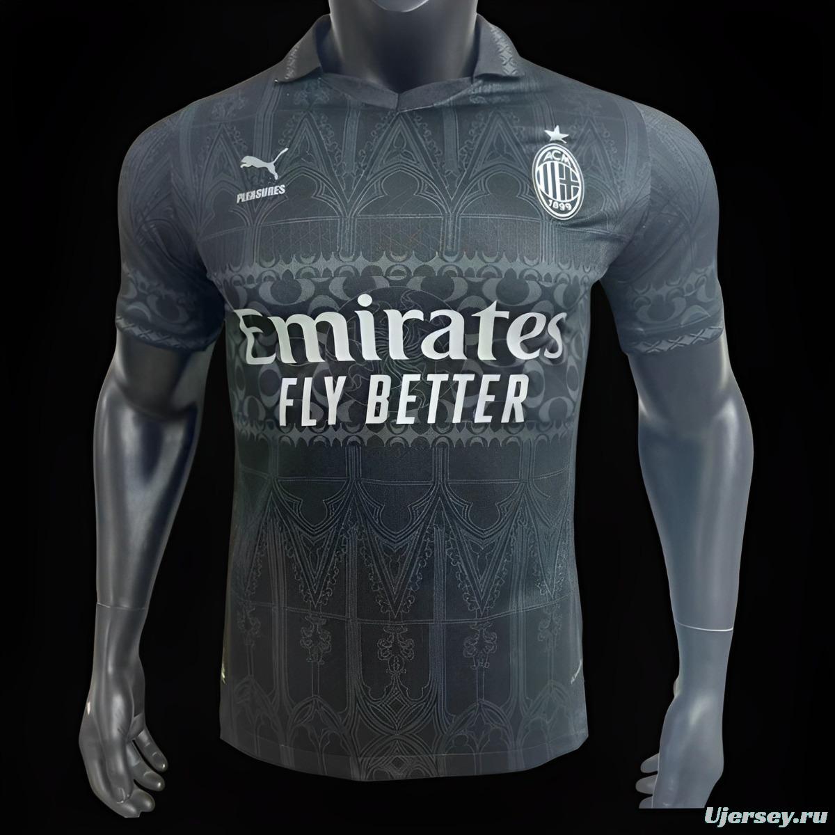 Player Version AC Milan x PLEASURES Forth Black Jersey