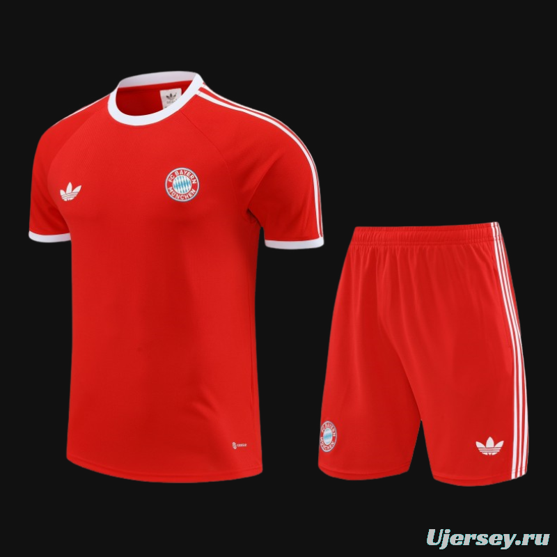 23/24 Bayern Munich Red Cotton Short Sleeve Jersey+Shorts