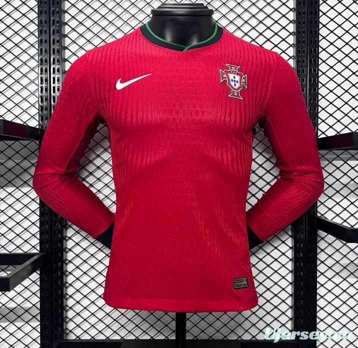 Player Version 2024 Portugal Home Long Sleeve Jersey