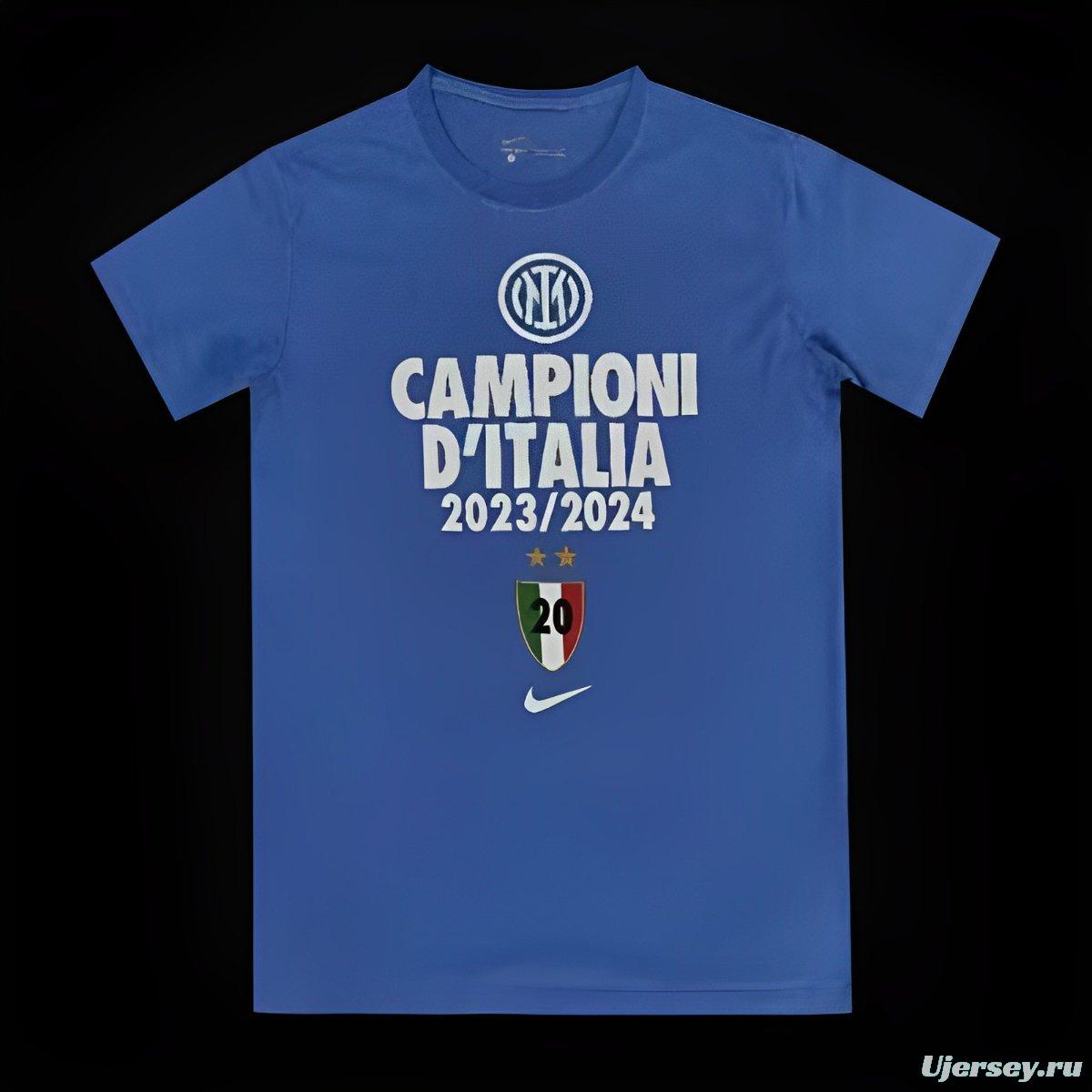 23/24 Inter Milan CAMPIONI D'ITALIA Blue T-Shirts With Snake Pattern