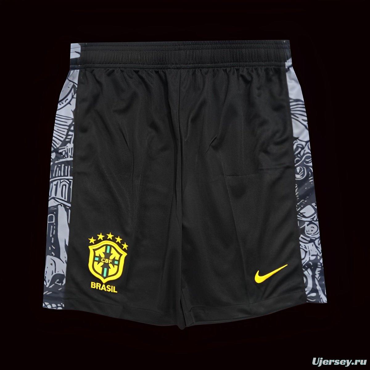 2024 Brazil Copa America Black Grey Goalkeeper Shorts