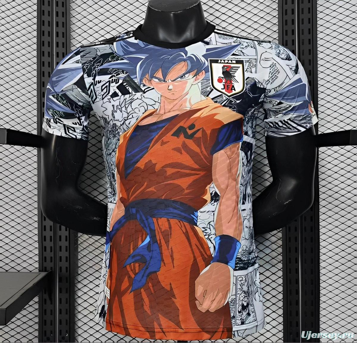 Player Version 2025 Japan White with Dragon Ball Goku Graphic Jersey