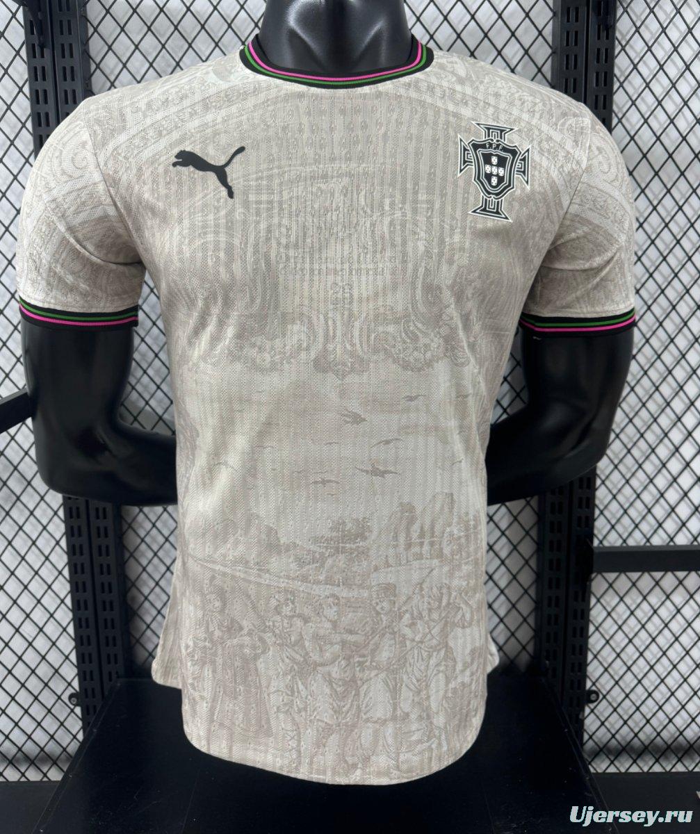 Player Version 2025 Portugal Away White with Subtle Pattern Jersey