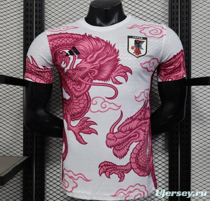 Player Version 2025 Japan National Team White with Pink Dragon Design Jersey