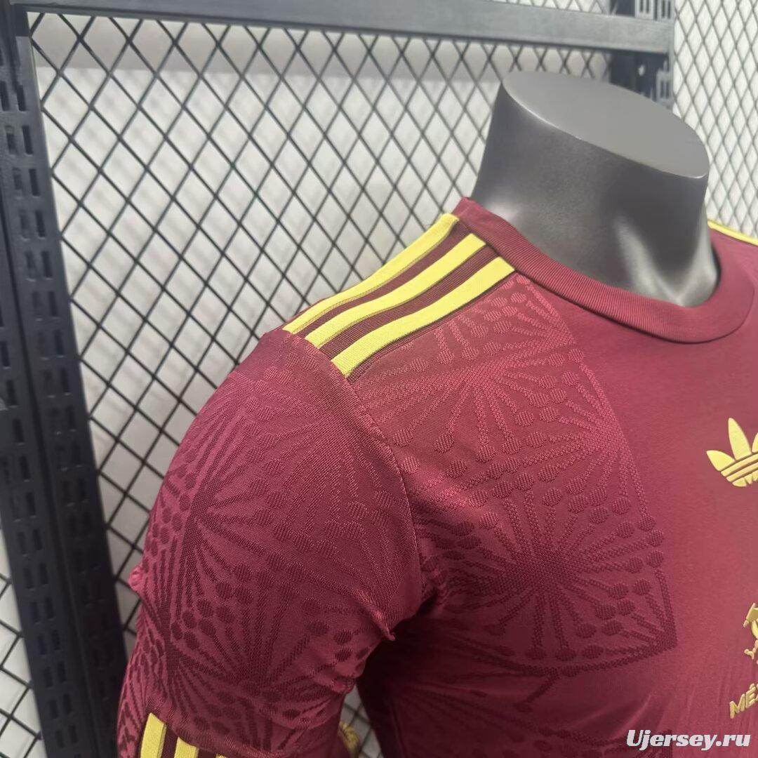 Player Version 2025 Mexico Gold Cup Wine Long Sleeve Jersey