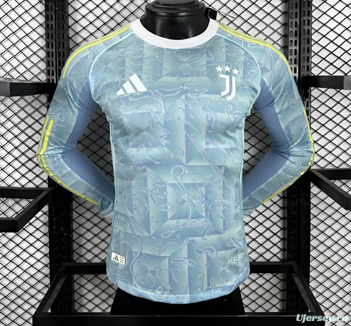 Player Version 25/26 Juventus Away Blue Long Sleeve Jersey