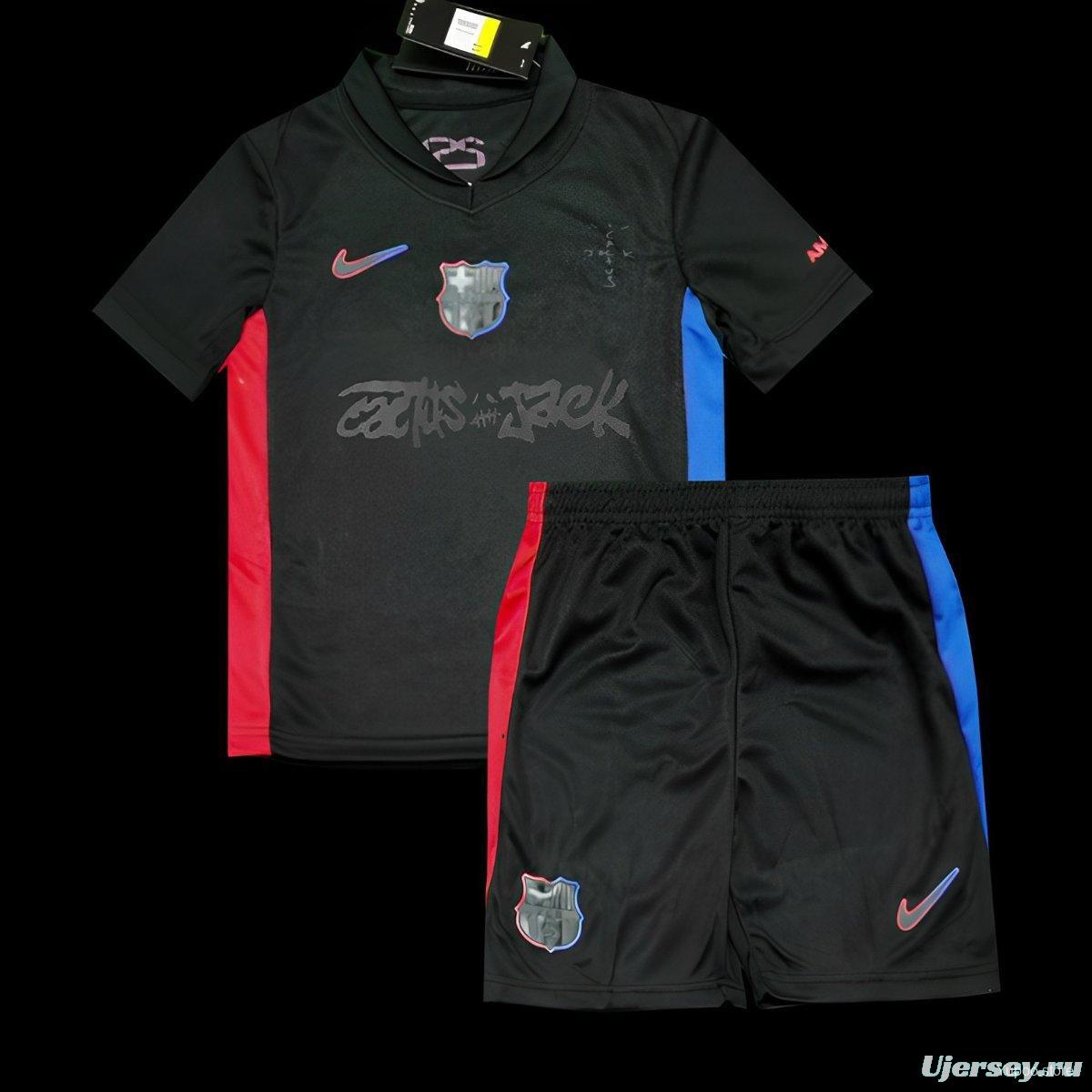 24/25 Kids Barcelona x Travis Scott Away Black Jersey