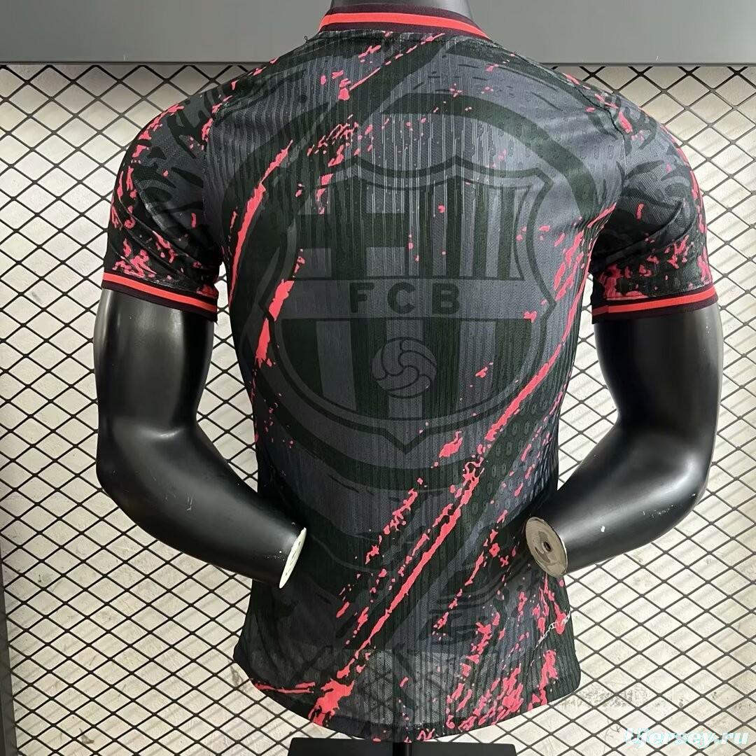 Player Version 25/26 FC Barcelona Black with Pink Splash Design Jersey