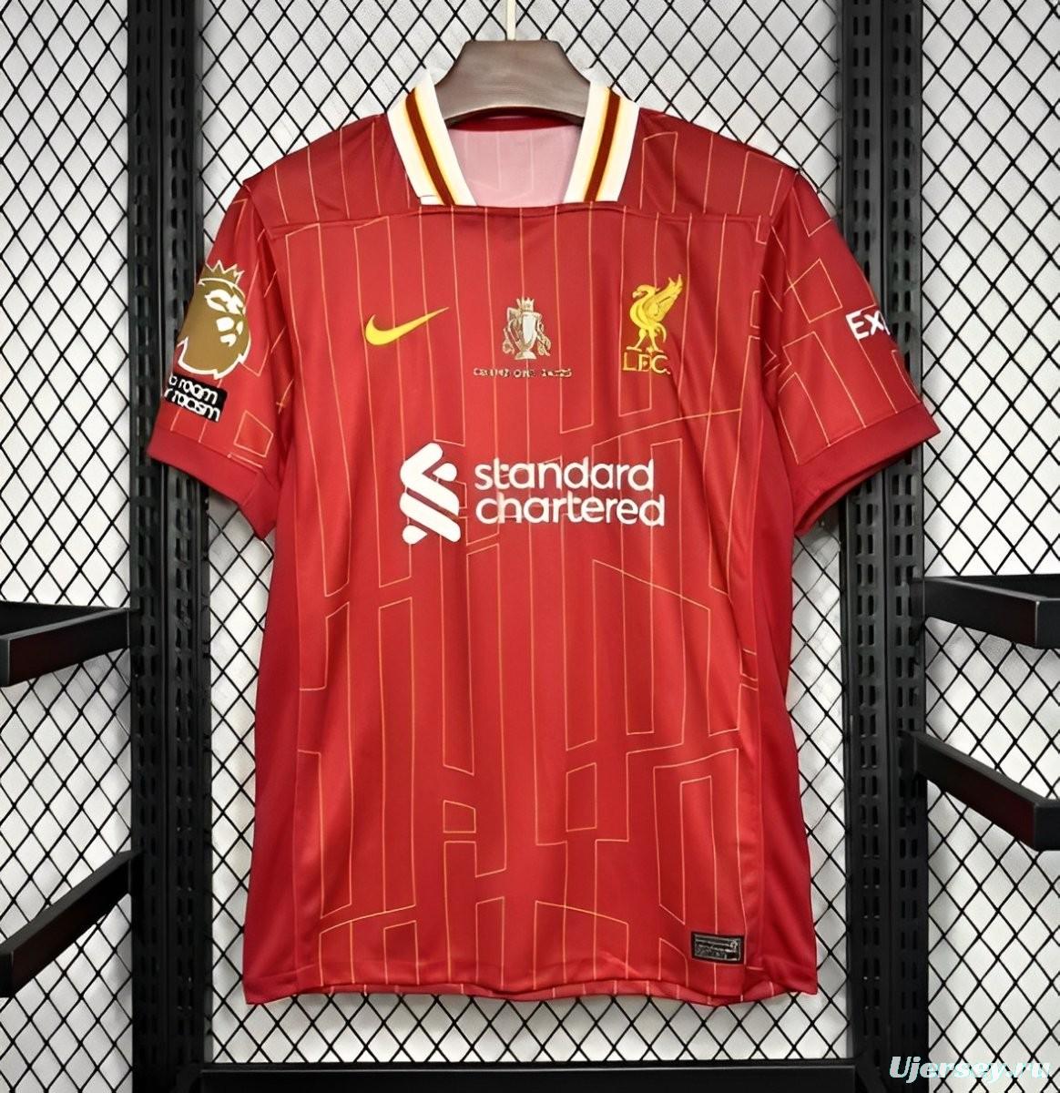 24/25 Liverpool Home Jersey With 20 Champions Printing