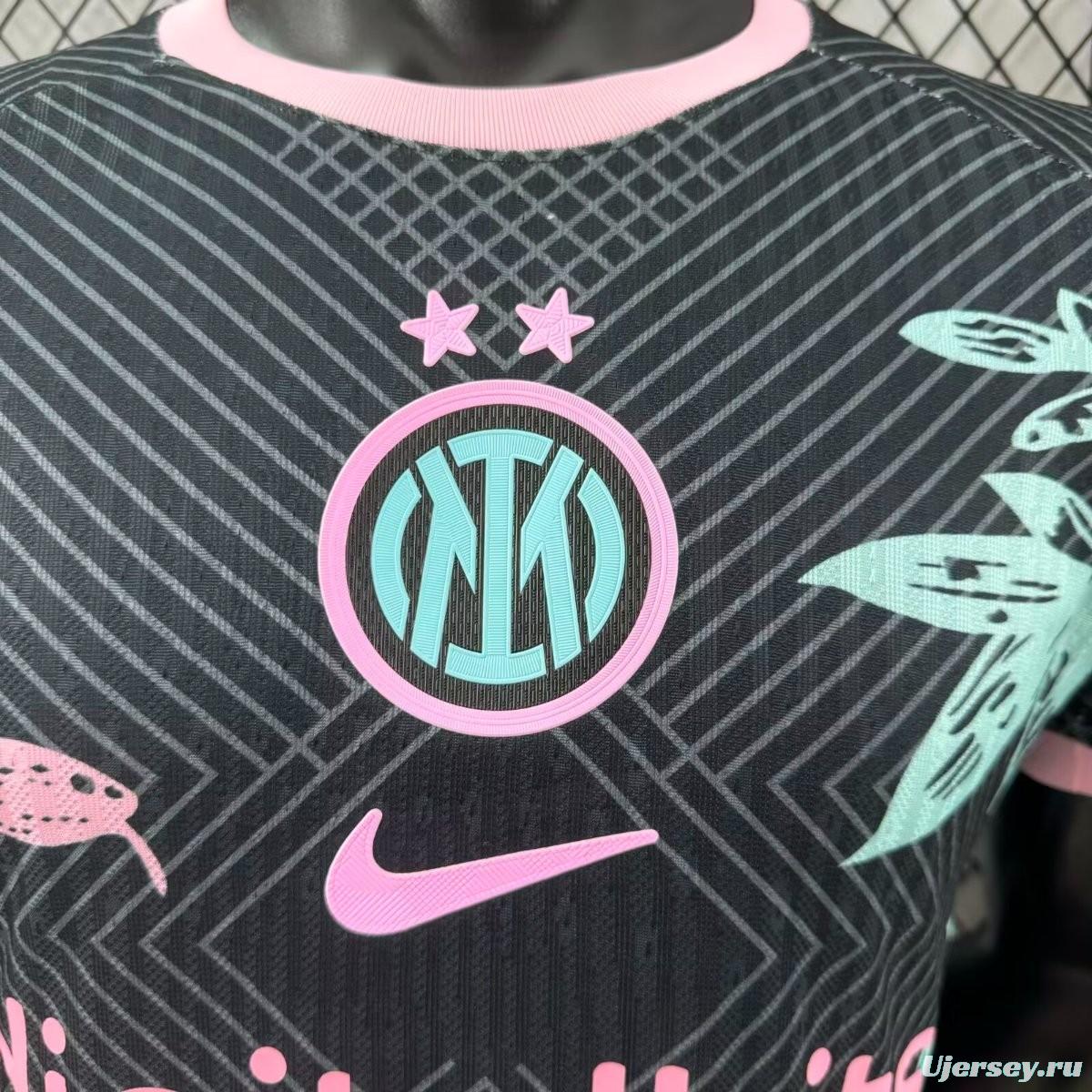 Player Version 25/26 Inter Milan Black with Snake and Floral Pattern Jersey