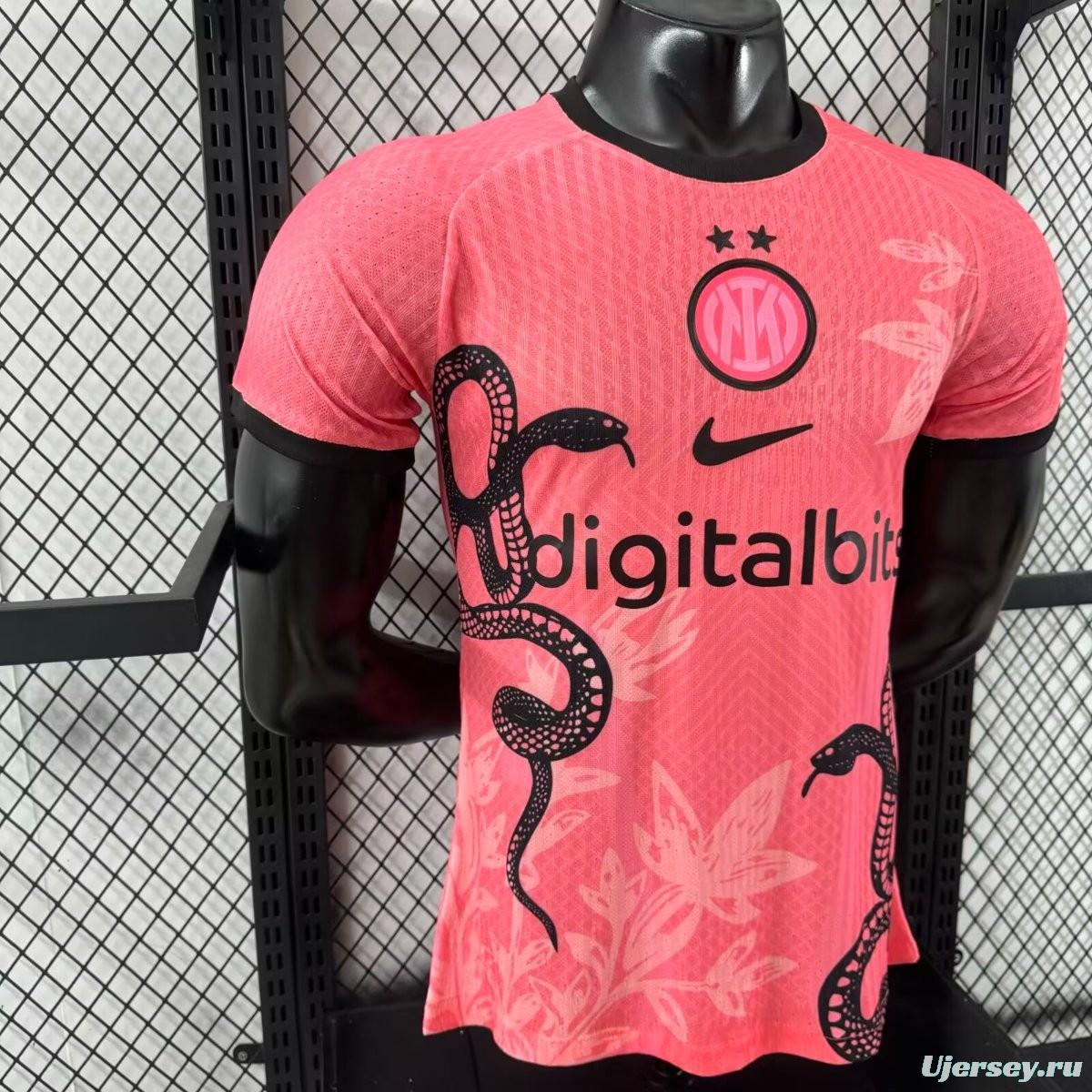 Player Version 25/26 Inter Milan Pink with Snake and Floral Pattern Jersey
