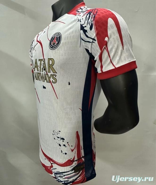Player Version 25/26 Paris Saint-Germain White with Abstract Red Lines Jersey