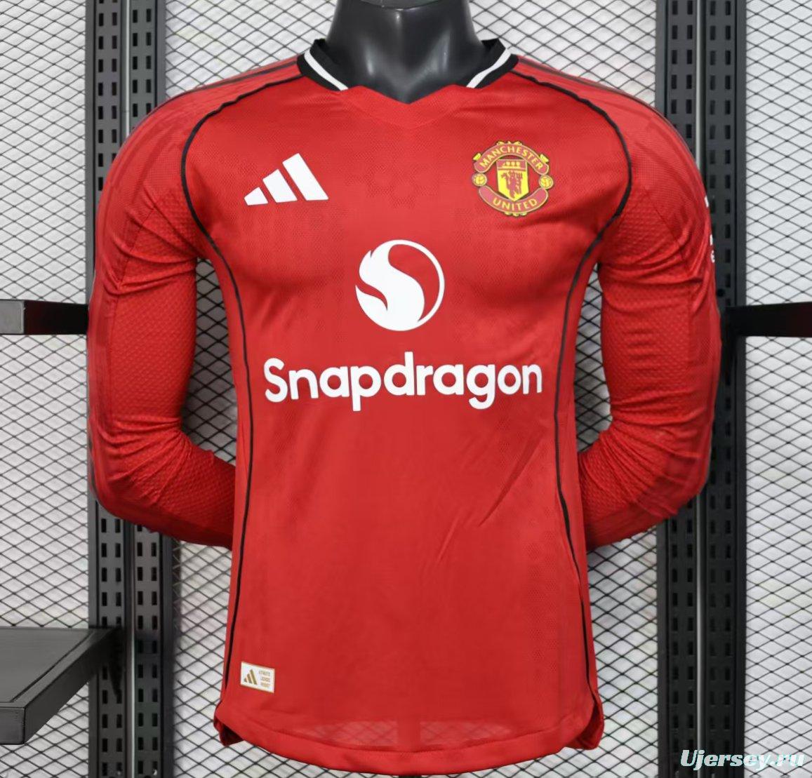 Player Version 25/26 Manchester United Long Sleeve Home Jersey
