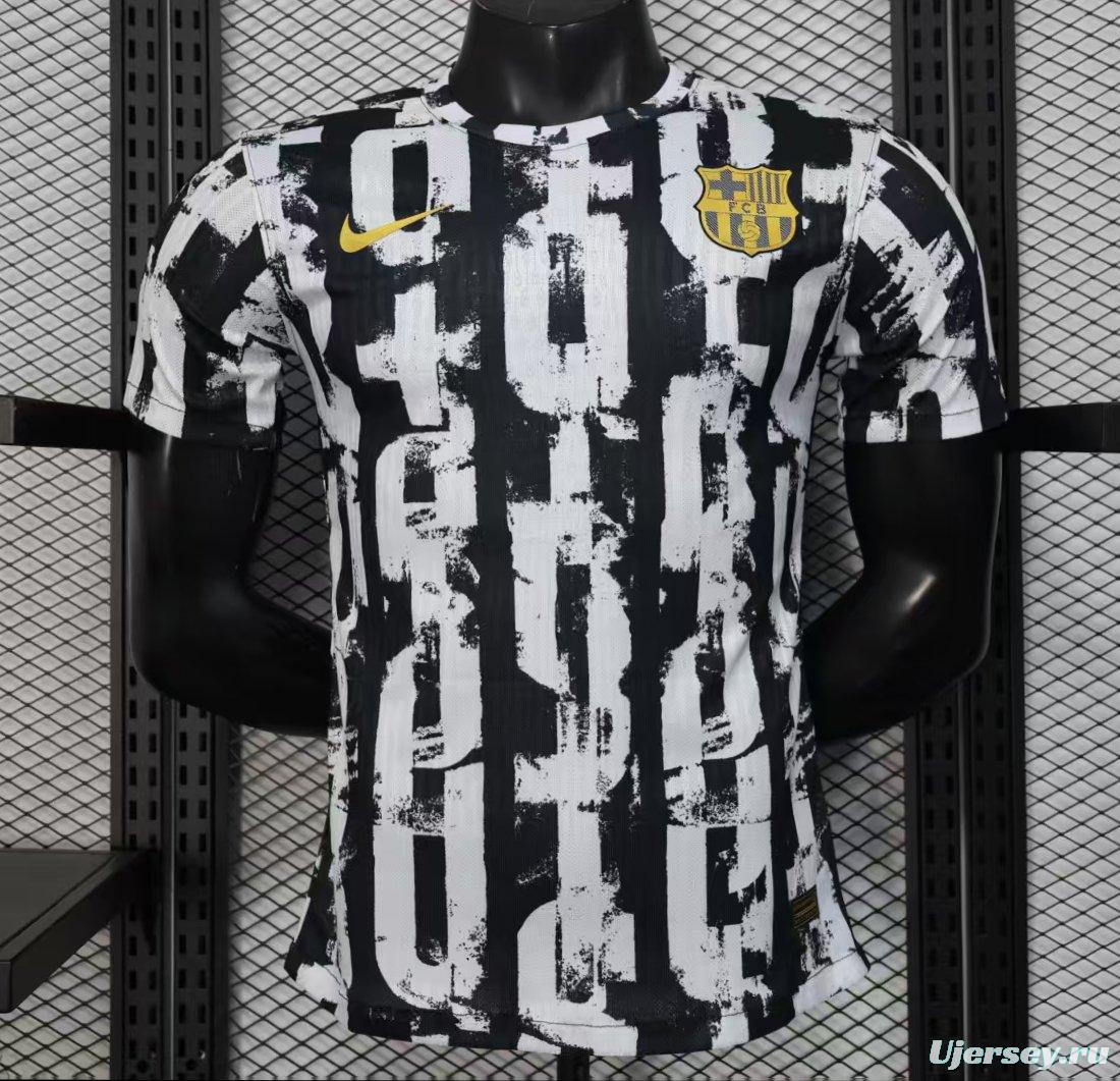 Player Version 25/26 Barcelona Black with Distressed Stripes Jersey