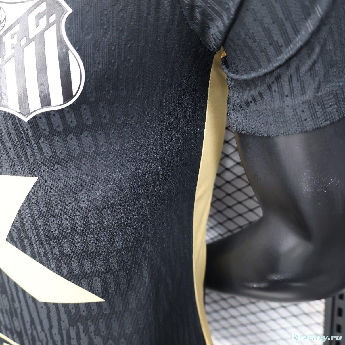 Player Version 25/26 Santos FC Black with Textured Pattern Jersey With Full Sponsors