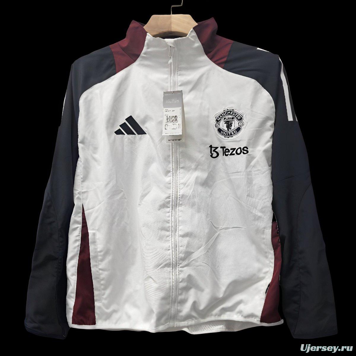 25/26 Manchester United White Heavy Trench Coat
