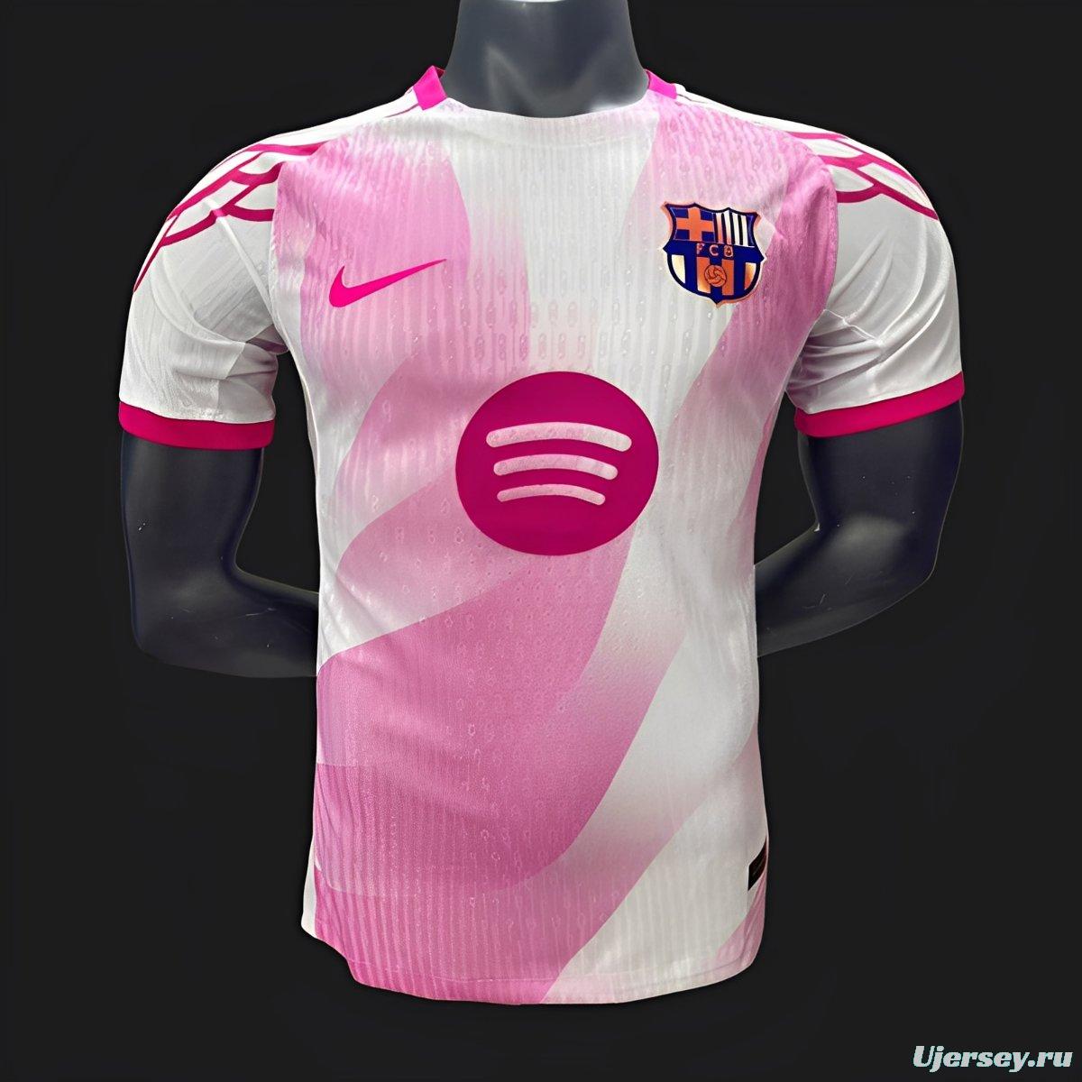 Player Version 25/26 FC Barcelona Pink with Diagonal Stripe Pattern Jersey