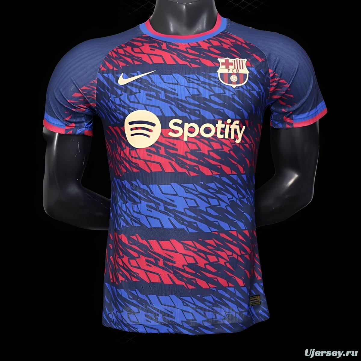 Player Version 25/26 FC Barcelona Navy Blue with Red and Blue Abstract Pattern Jersey