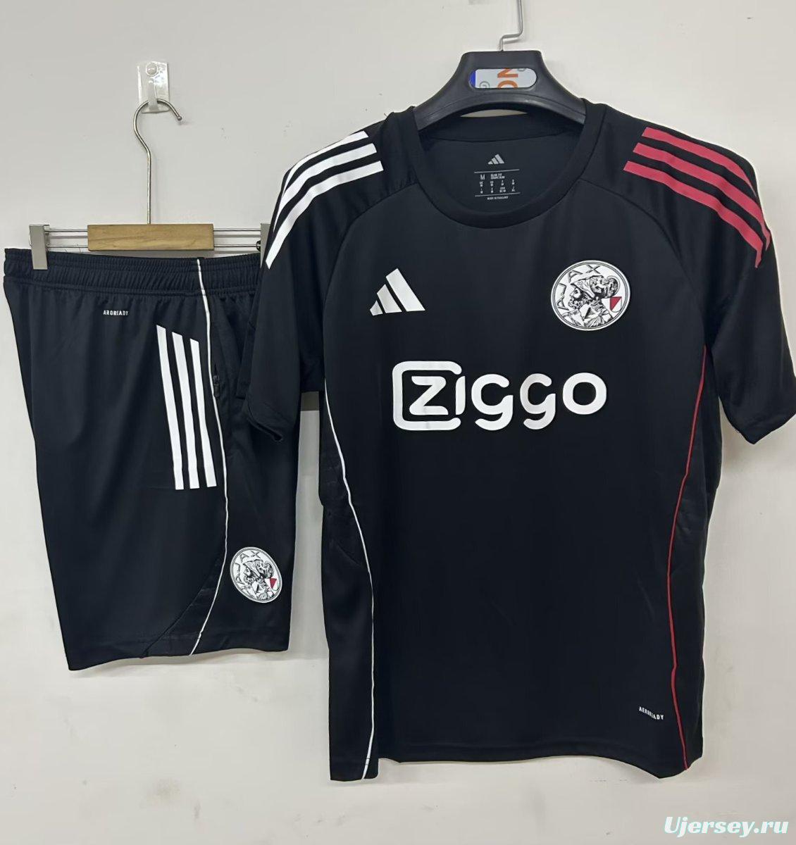 25/26 Ajax Pre-Match Jersey Black+ Shorts