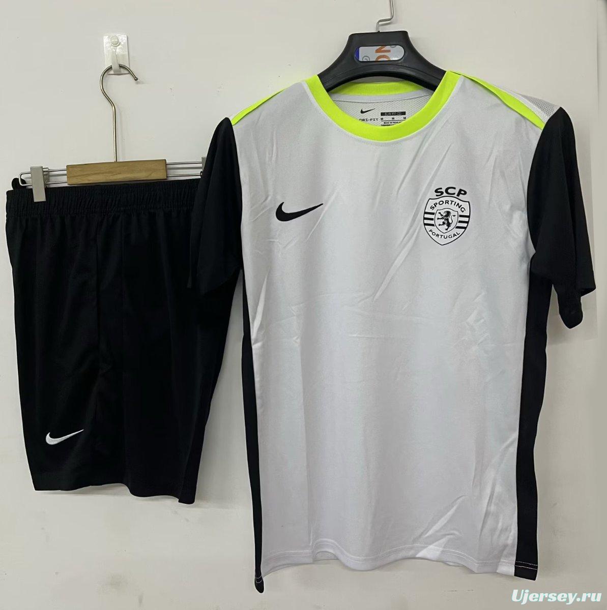 25/26 Sporting Lisbon Pre-match Training Jersey Off-white (No Sponsor)+ Shorts