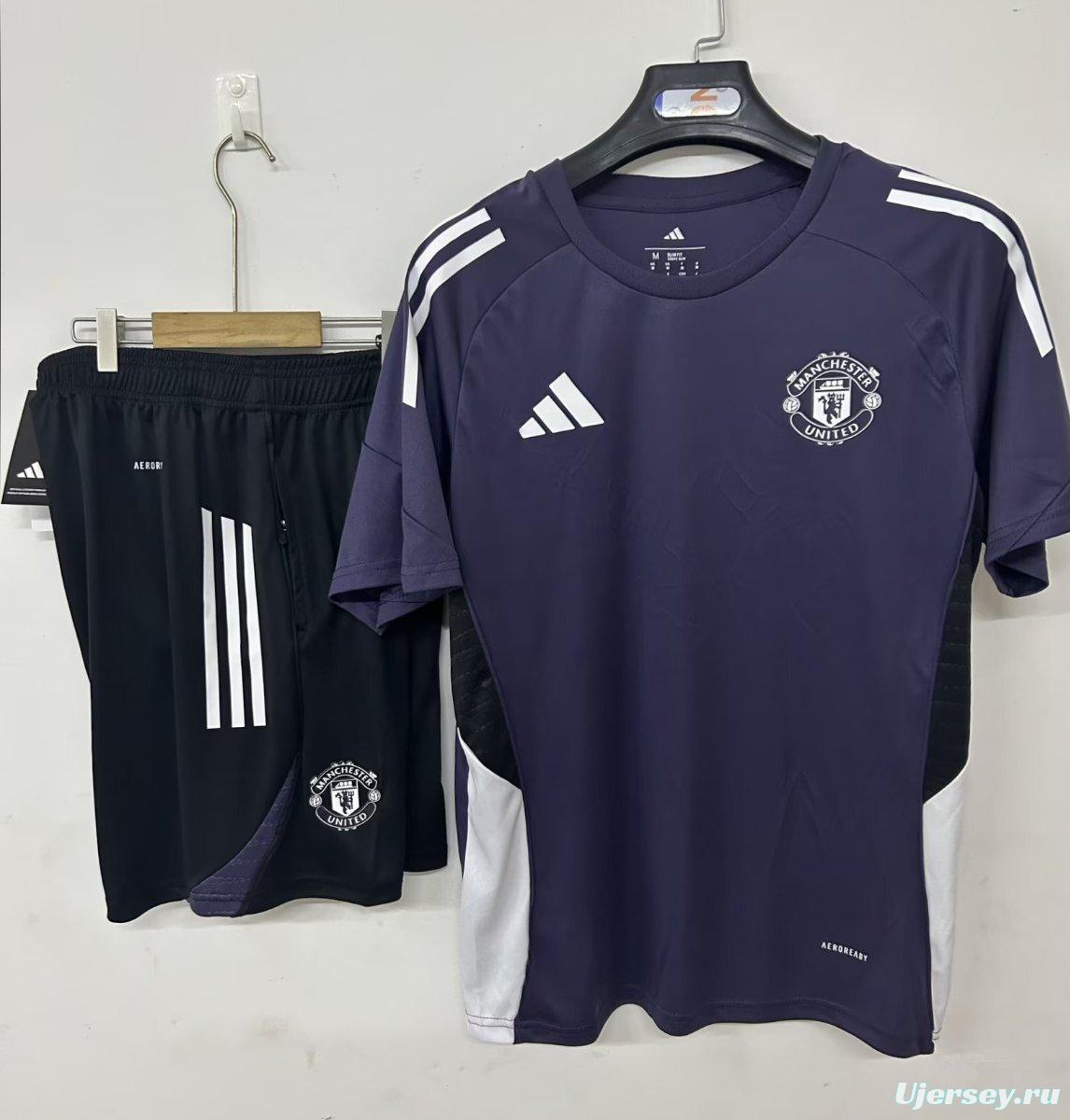 25/26 Manchester United Pre-Match Training Jersey Purple+ Shorts