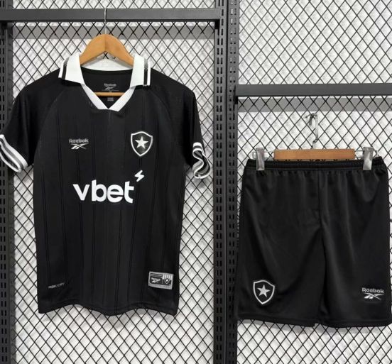 25/26 Kids Botafogo Away Black Jersey With Sponsor