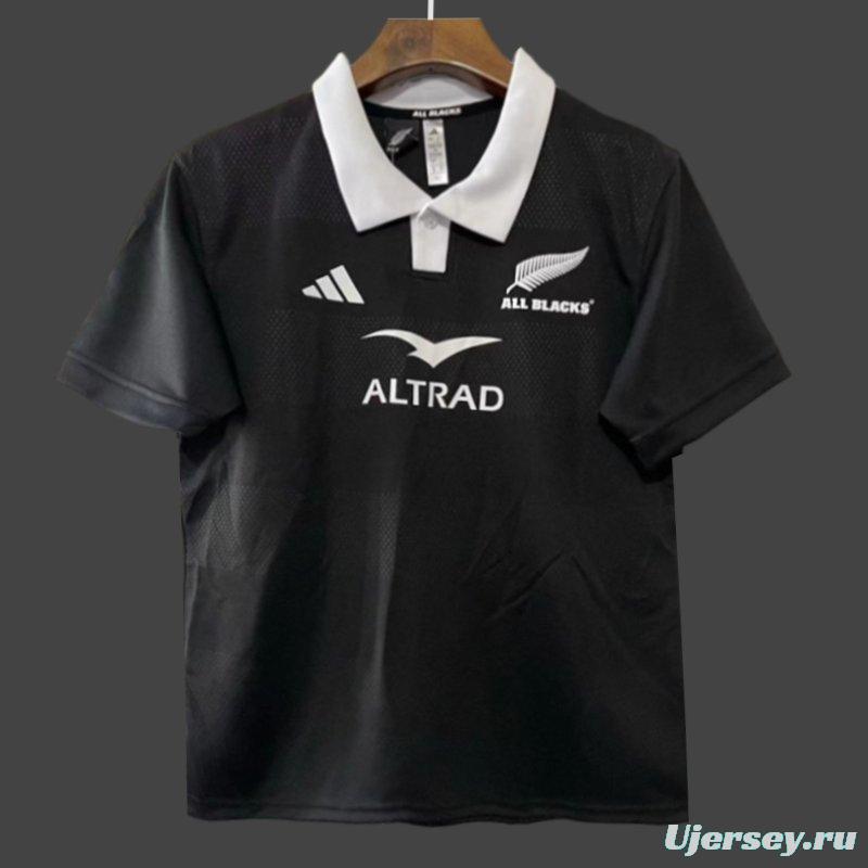 2026 New Zealand All Blacks Black with White Collar Jersey